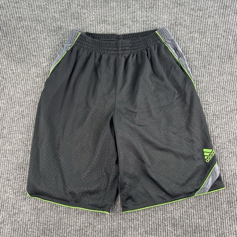 Adidas Shorts Men Small Black Green Silver Basketball Athletic Mesh Dazzle Shiny